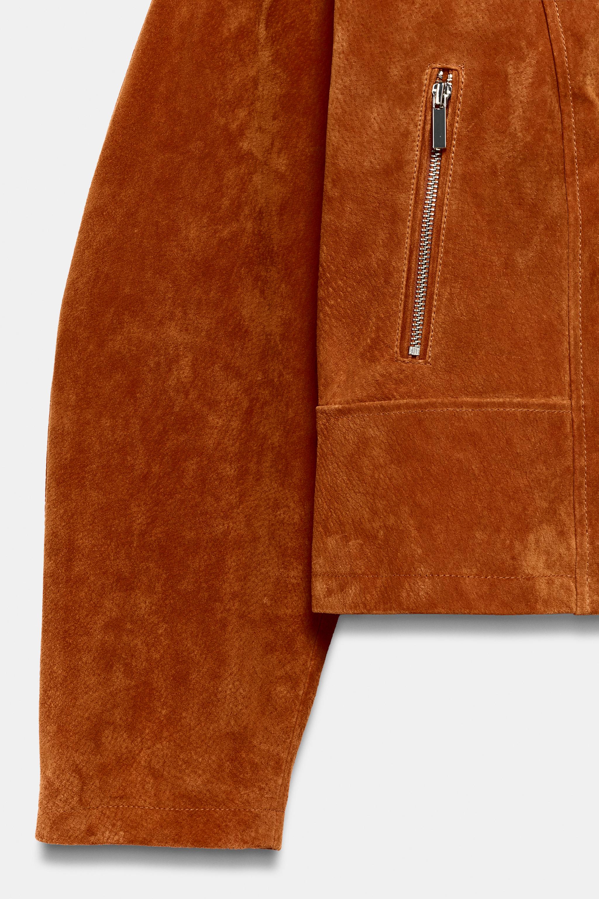100% LEATHER STAND COLLAR JACKET